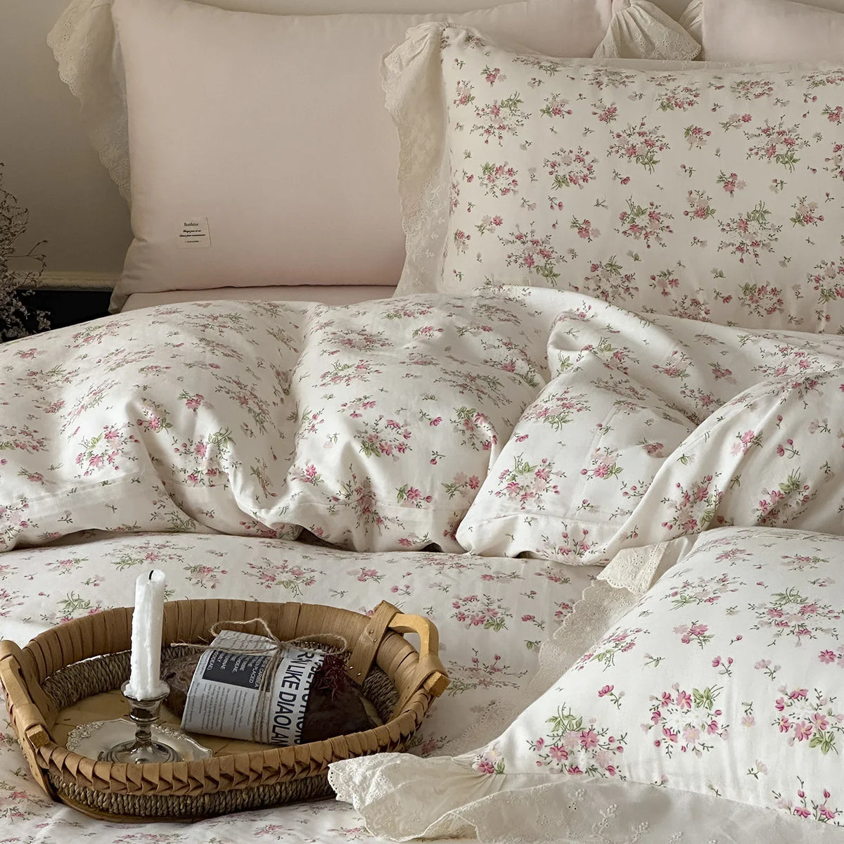 Bedding Set Breathable Cotton Floral Lace 4-Piece