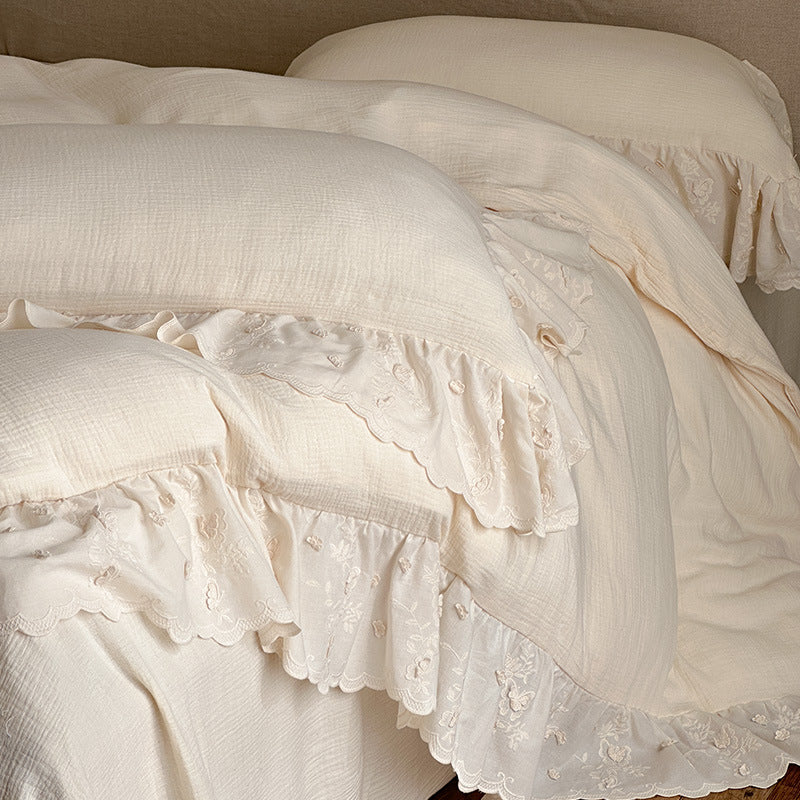 Bedding Set Breathable Cotton-Linen Integrated Bed Skirt