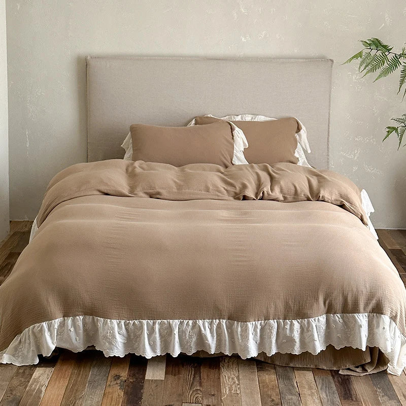 Bedding Set Breathable Cotton-Linen Integrated Bed Skirt