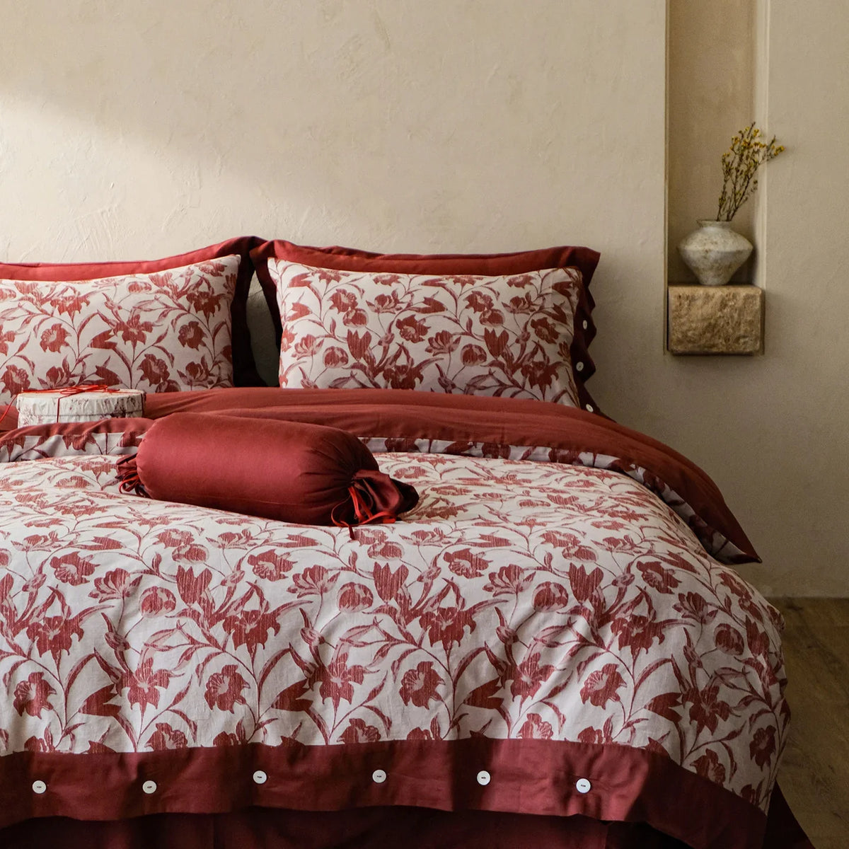 Bedding Set Breathable Cotton-Linen Woven Jacquard 4-Piece