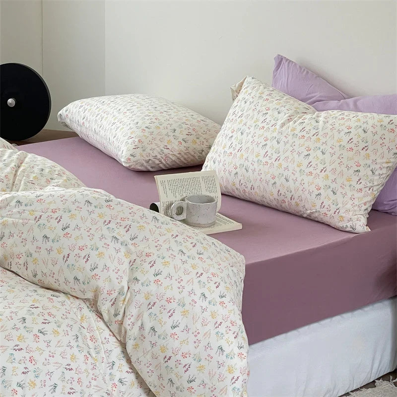 Bedding Set Breathable Cotton Percale Subtle Floral