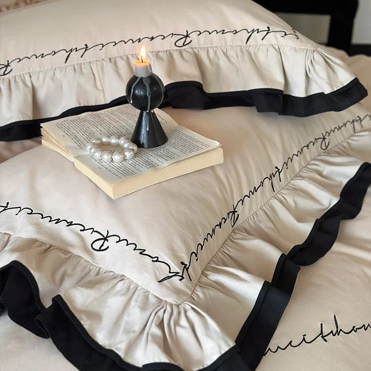 Bedding Set Breathable Cotton Satin Ruffled Frill