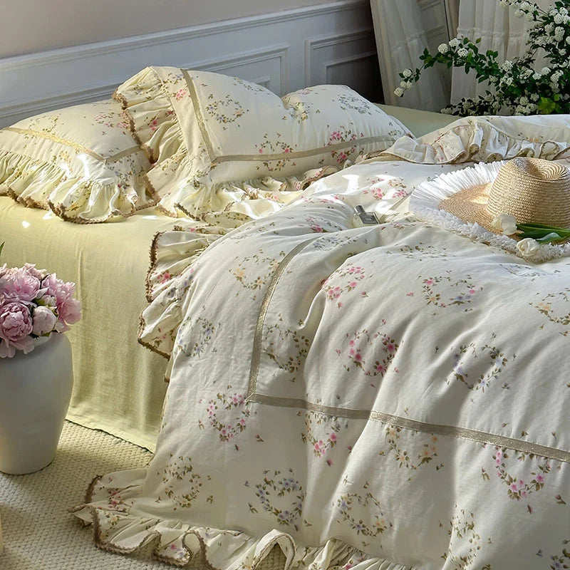 Bedding Set Cotton-Linen Temperature Regulating Watercolor Floral