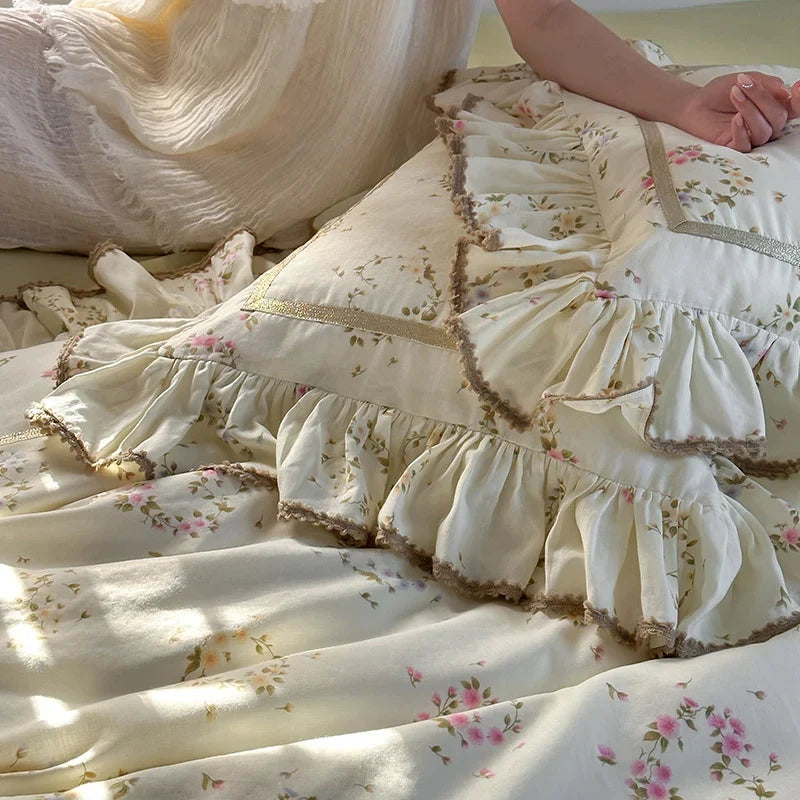 Bedding Set Cotton-Linen Temperature Regulating Watercolor Floral