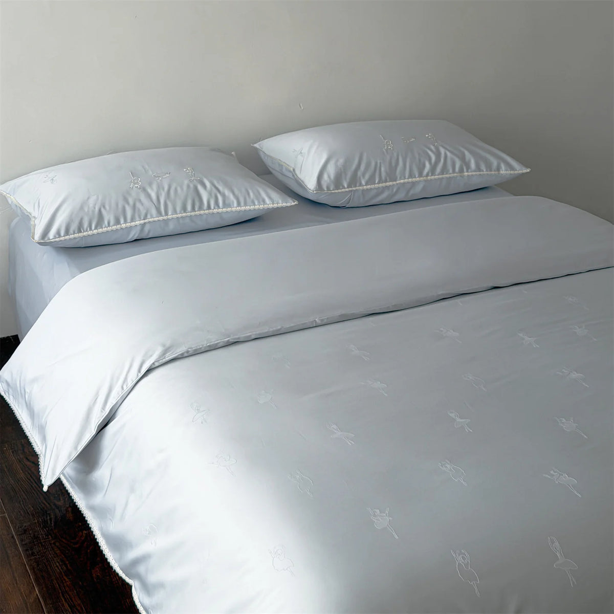 Bedding Set Cotton Satin Ballerina Embroidery & Lace Trim