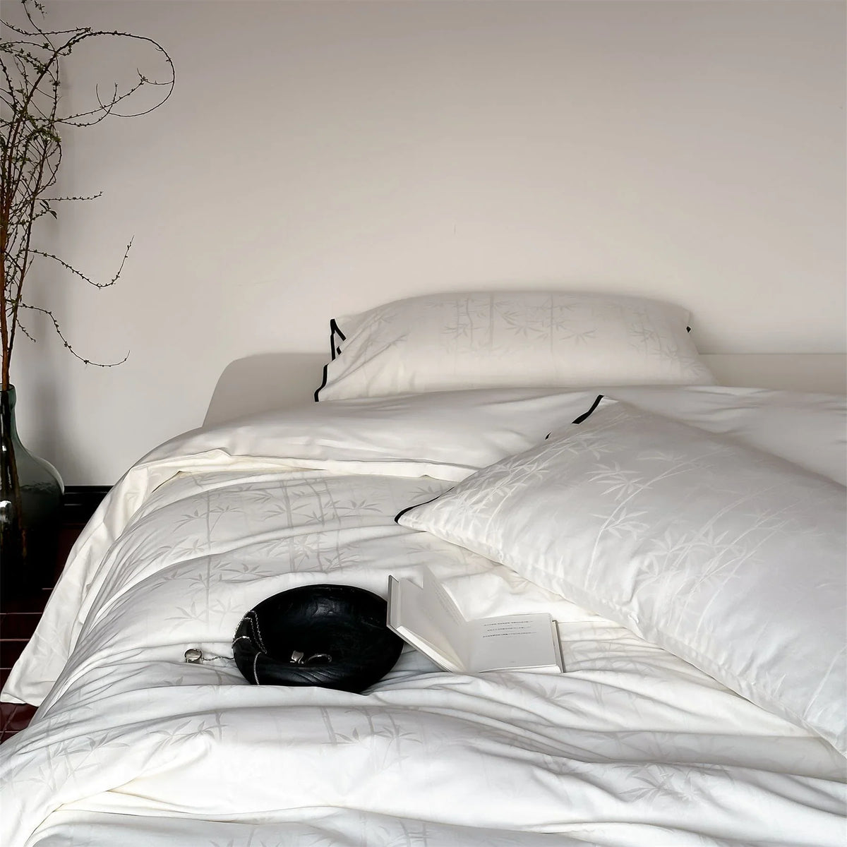 Bedding Set Cotton Satin Bamboo Jacquard 4-Piece Machine Washable