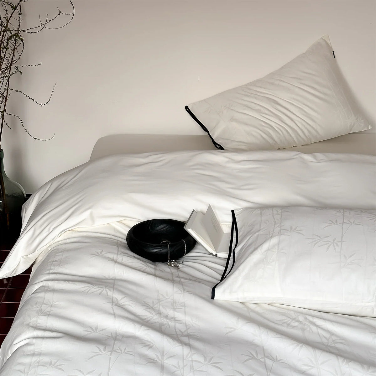 Bedding Set Cotton Satin Bamboo Jacquard 4-Piece Machine Washable
