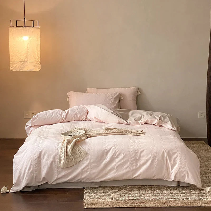 Bedding Set Cotton Satin Breathable Concealed Zipper