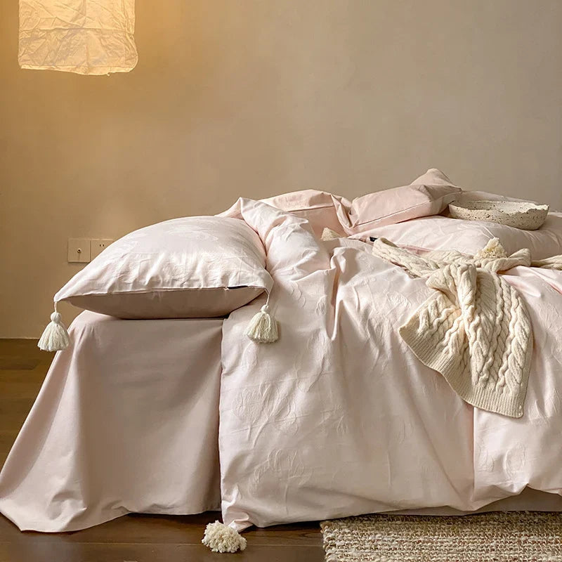 Bedding Set Cotton Satin Breathable Concealed Zipper