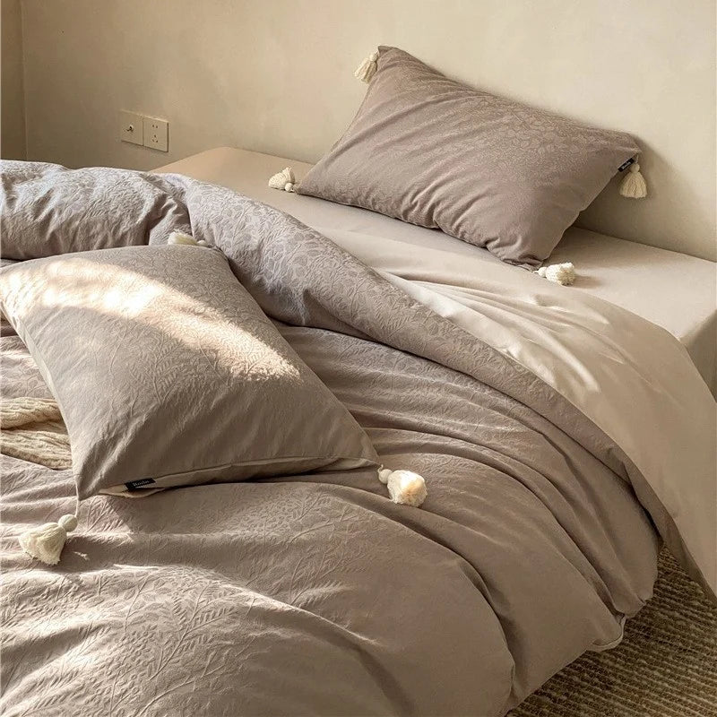 Bedding Set Cotton Satin Breathable Concealed Zipper