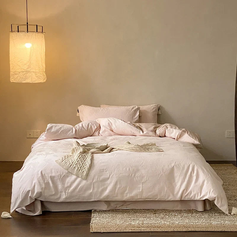 Bedding Set Cotton Satin Breathable Concealed Zipper