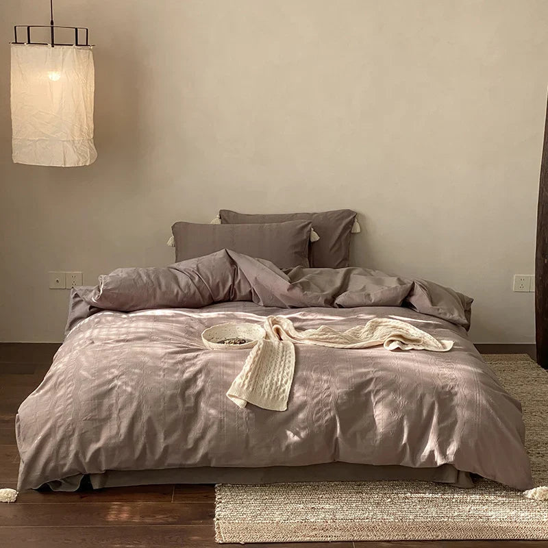 Bedding Set Cotton Satin Breathable Concealed Zipper