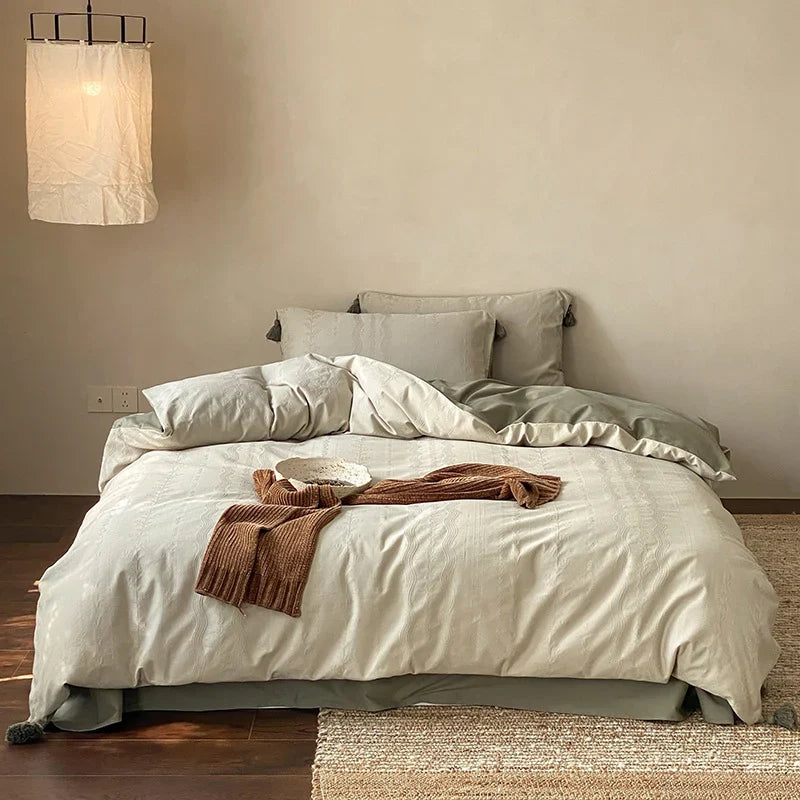 Bedding Set Cotton Satin Breathable Concealed Zipper