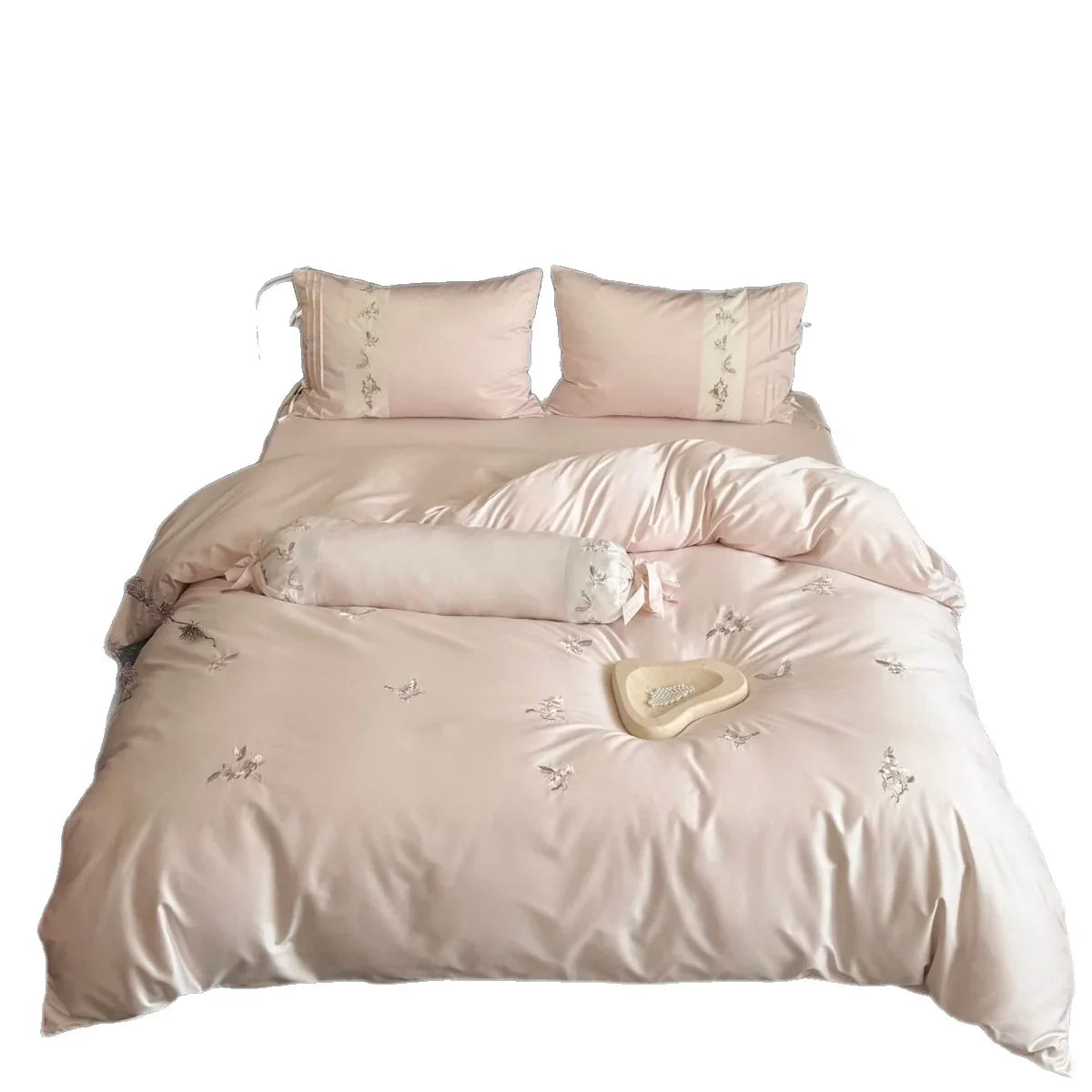 Bedding Set Cotton Satin Embroidered Floral Breathable