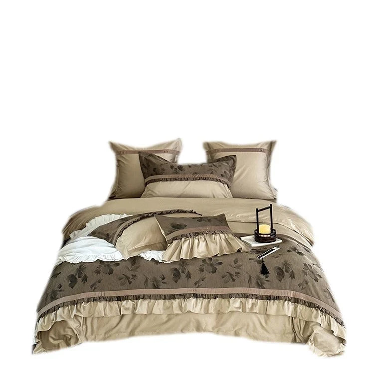 Bedding Set Cotton Satin Floral Jacquard 4-Piece Set
