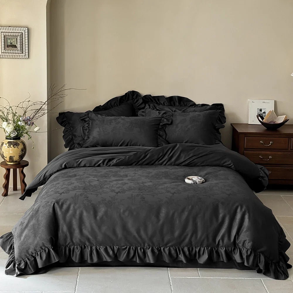 Bedding Set Cotton Satin Floral Jacquard 4-Piece Set