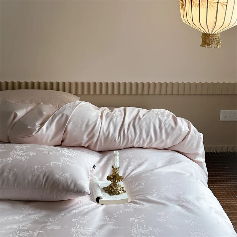 Bedding Set Cotton Satin Jacquard Floral 4-Piece
