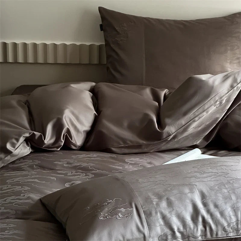 Bedding Set Cotton Satin Jacquard Floral 4-Piece