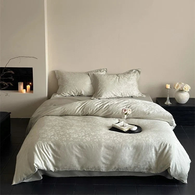 Bedding Set Cotton Satin Jacquard Zippered Pillowcases