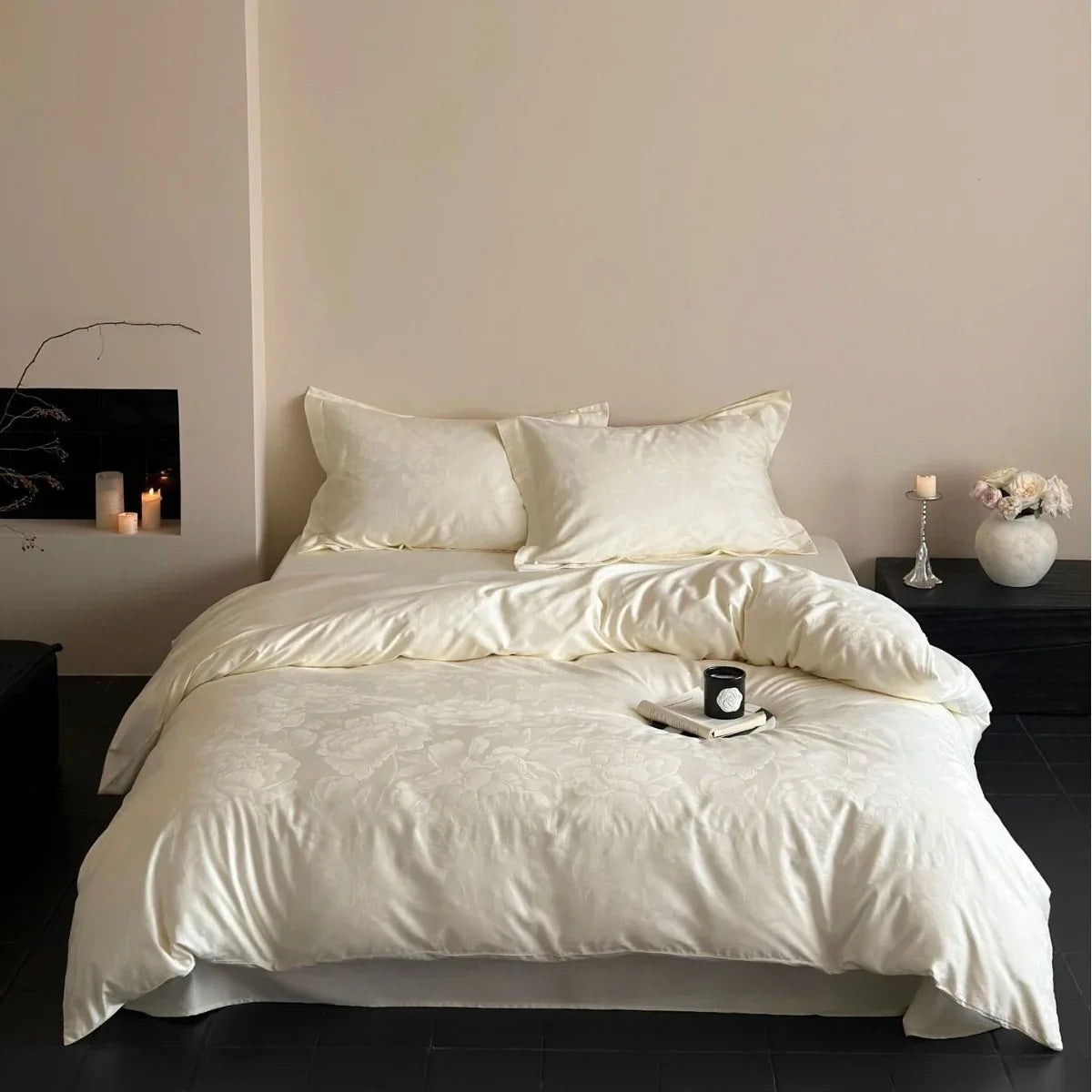 Bedding Set Cotton Satin Jacquard Zippered Pillowcases