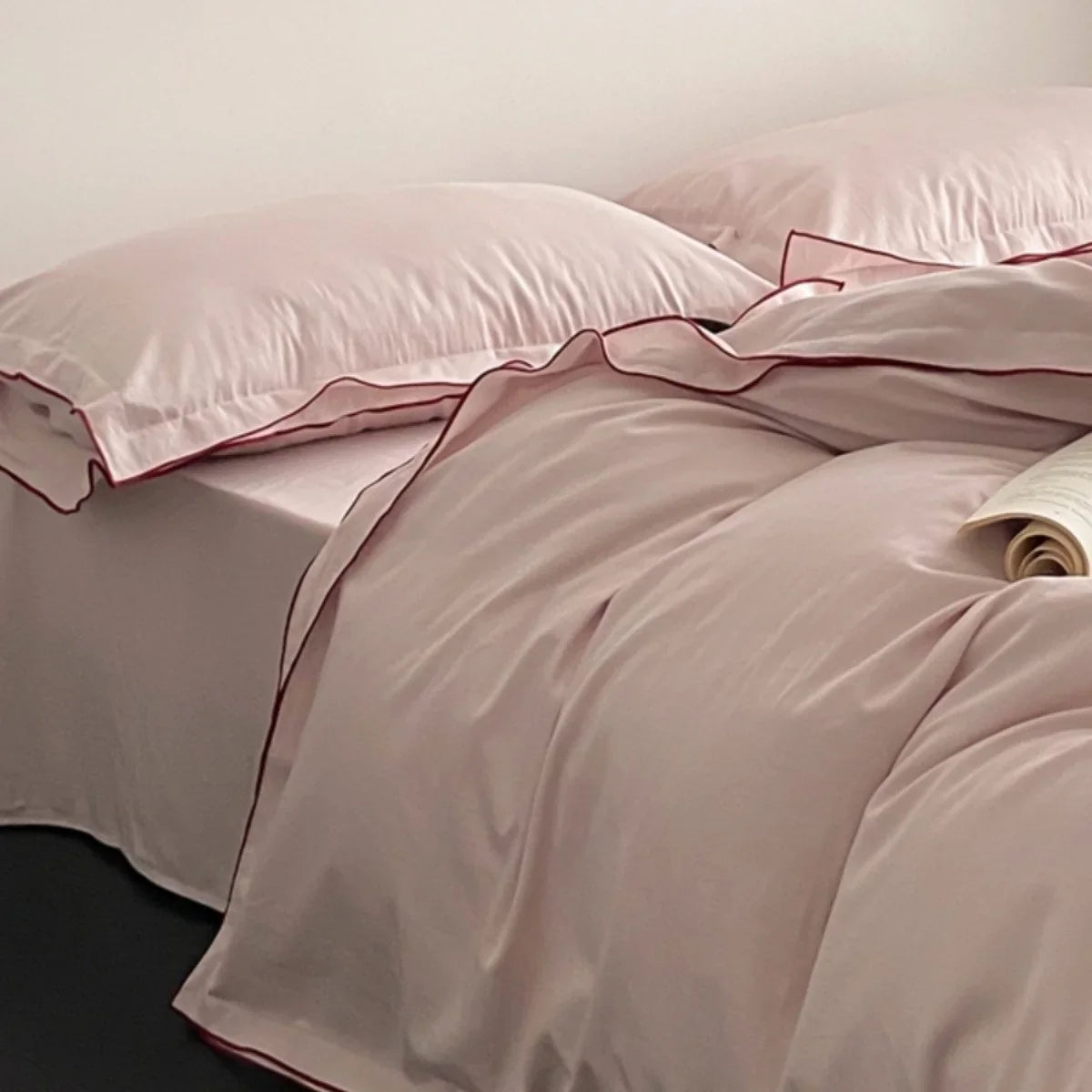 Bedding Set Cotton Satin Silky Finish Piped Edges