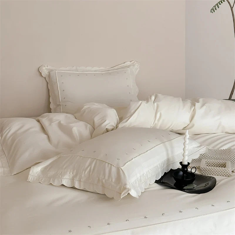 Bedding Set Cotton Satin Star Embroidery 4-Piece