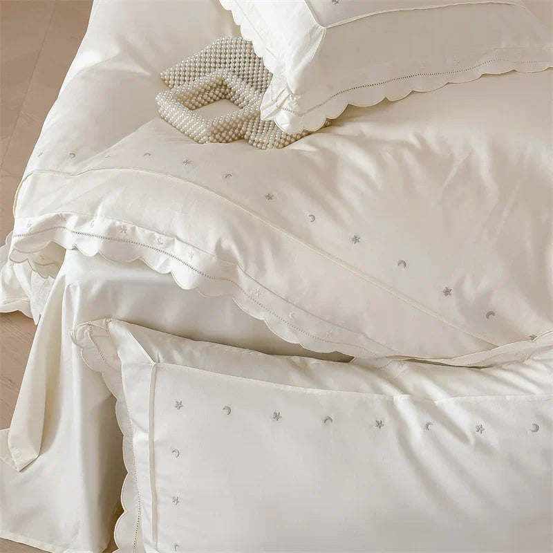 Bedding Set Cotton Satin Star Embroidery 4-Piece