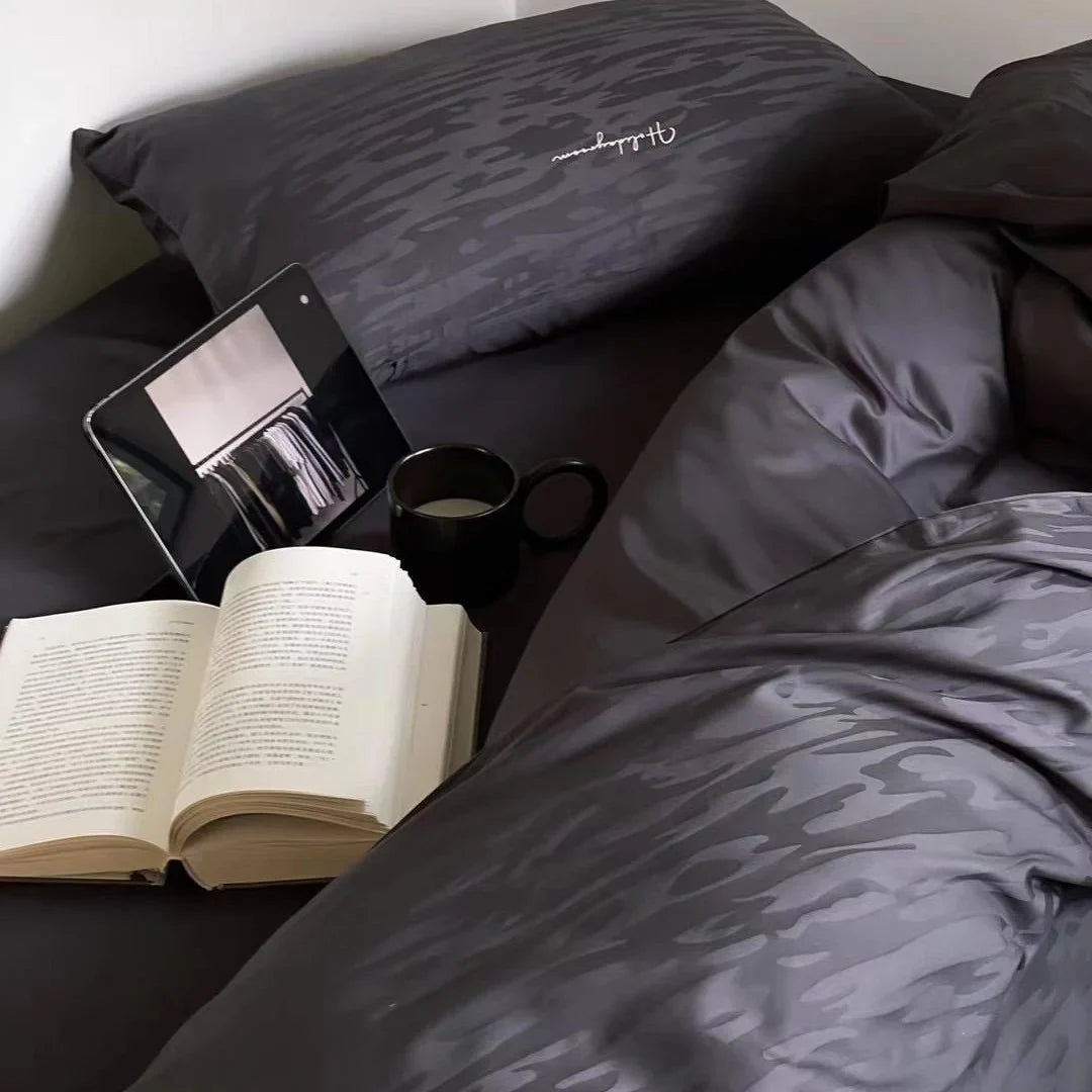 Bedding Set Cotton Satin Textured Wave Wrinkle-Resistant