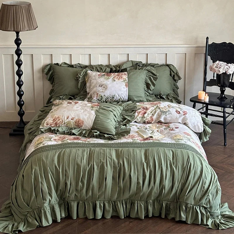 Bedding Set Cotton Satin Vintage Rose Set of 4