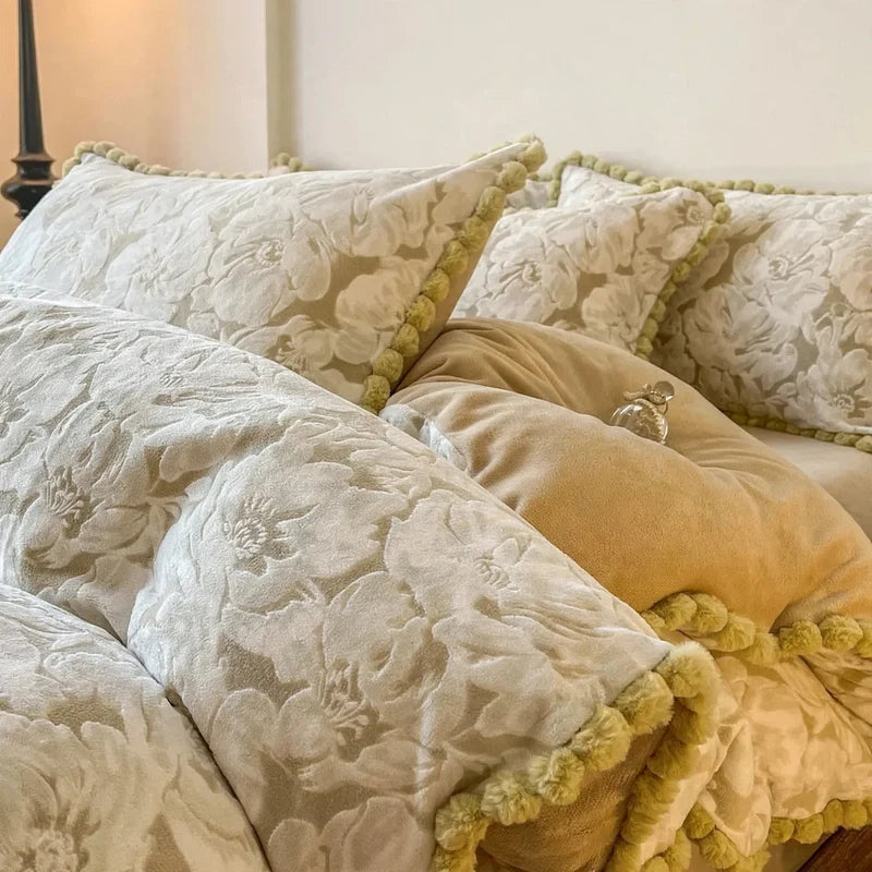 Bedding Set Double-Sided Fleece Warm Embossed Design