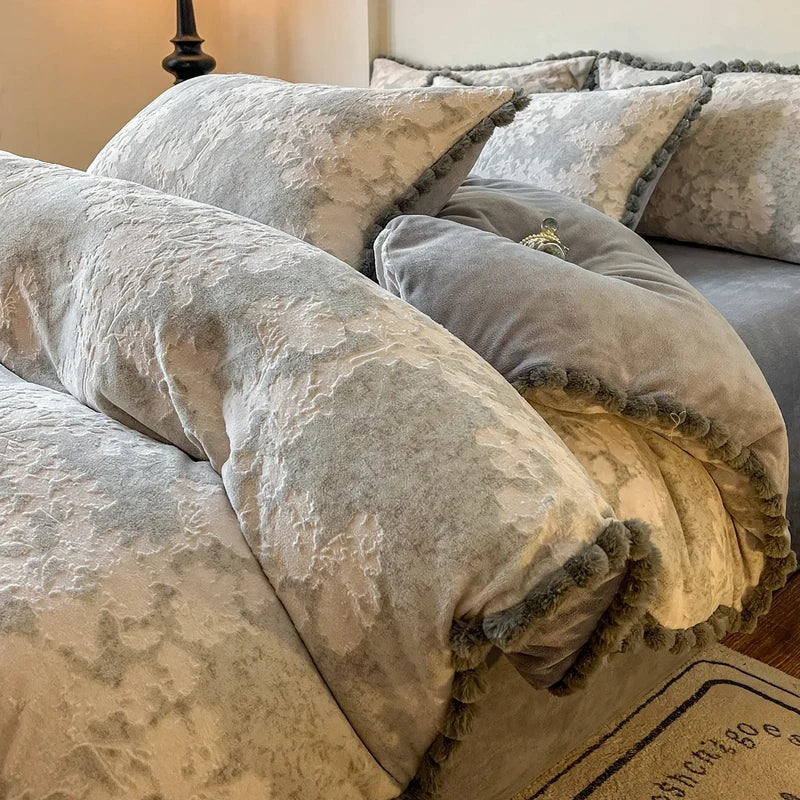 Bedding Set Double-Sided Fleece Warm Embossed Design