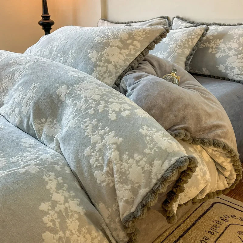 Bedding Set Double-Sided Fleece Warm Embossed Design