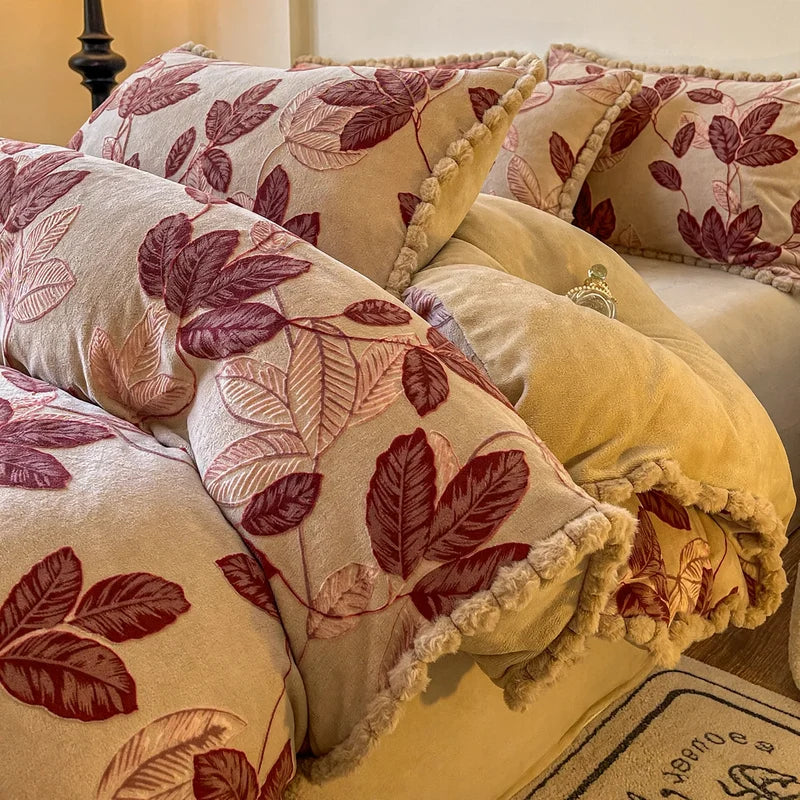 Bedding Set Double-Sided Fleece Warm Embossed Design
