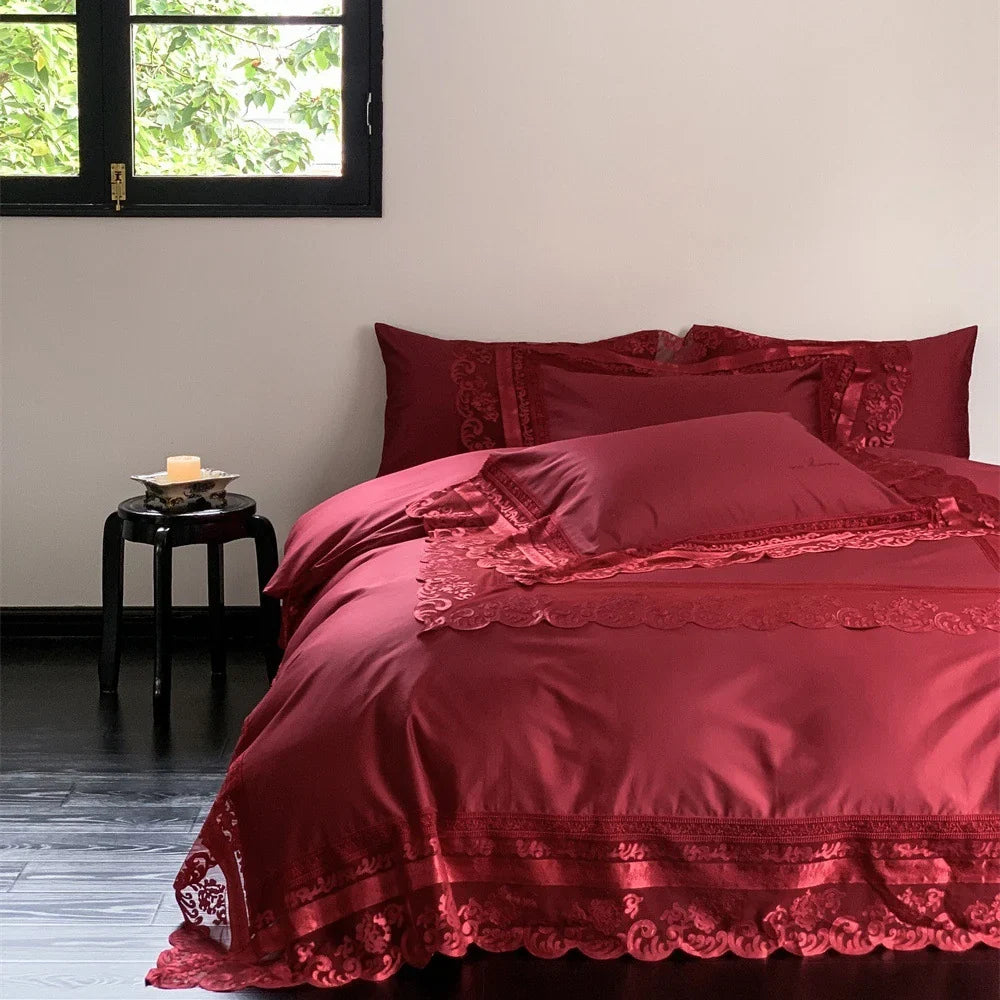 Bedding Set Fine Cotton Satin Lace & Jacquard