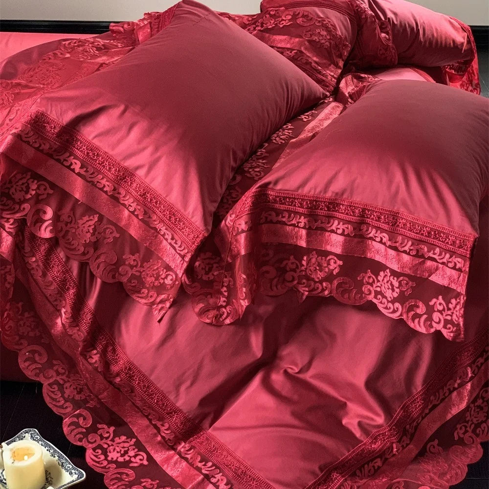 Bedding Set Fine Cotton Satin Lace & Jacquard