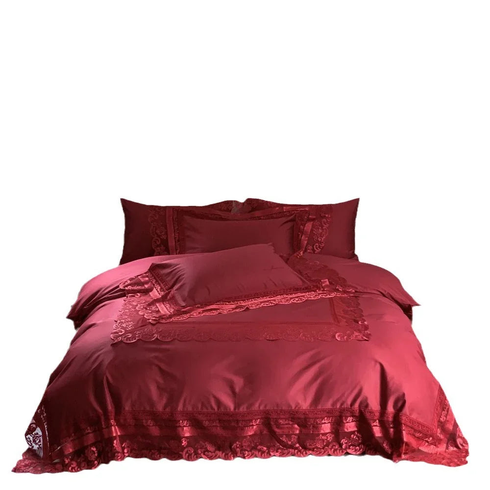 Bedding Set Fine Cotton Satin Lace & Jacquard