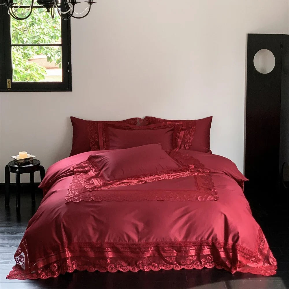 Bedding Set Fine Cotton Satin Lace & Jacquard