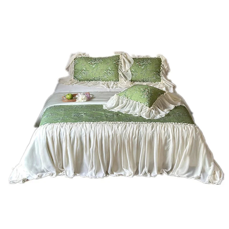 Bedding Set Floral Cotton Blend Ruffled Bed Skirt