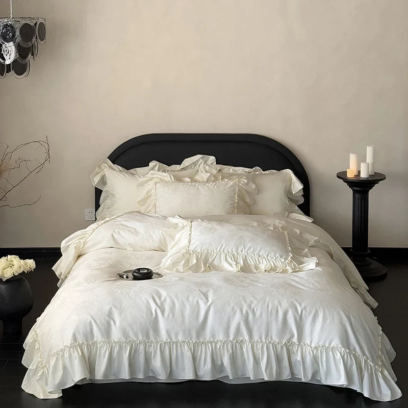 Bedding Set Jacquard Satin Ruffled Edge Four-Piece Set
