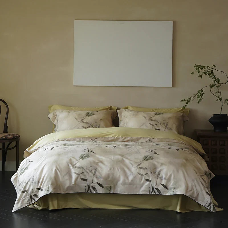 Bedding Set Mako Cotton Satin Reversible 4-Piece