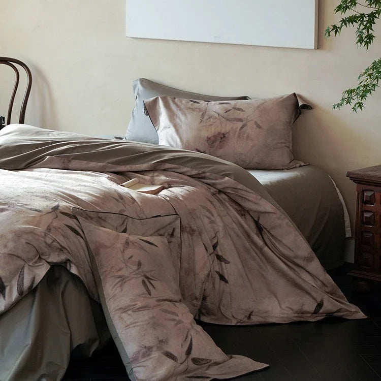 Bedding Set Mako Cotton Satin Reversible 4-Piece