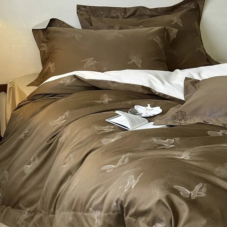 Bedding Set Mako Satin Cotton Butterfly Jacquard 4-Piece