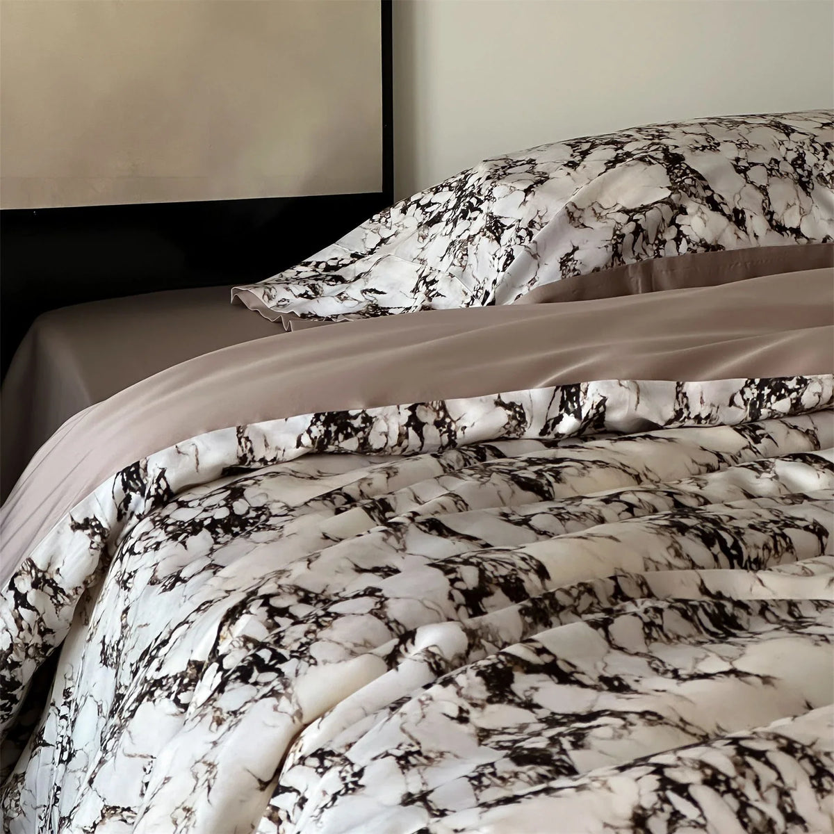 Bedding Set Marble Cotton Satin Microfiber Hotel Closure