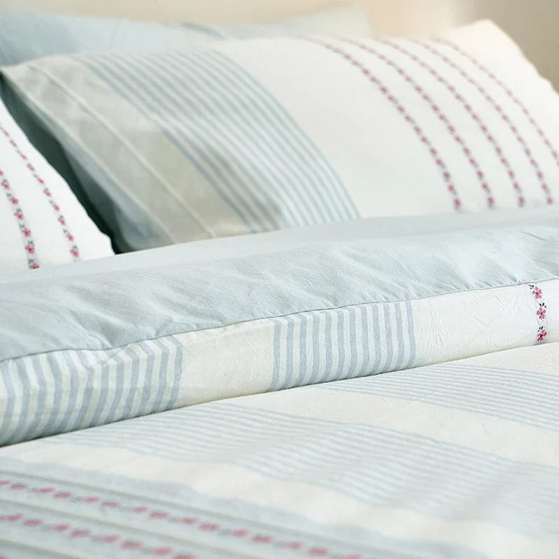 Bedding Set Percale Cotton Embroidered Floral Set of 4