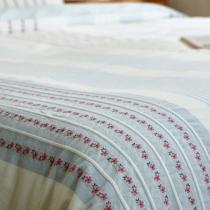 Bedding Set Percale Cotton Embroidered Floral Set of 4
