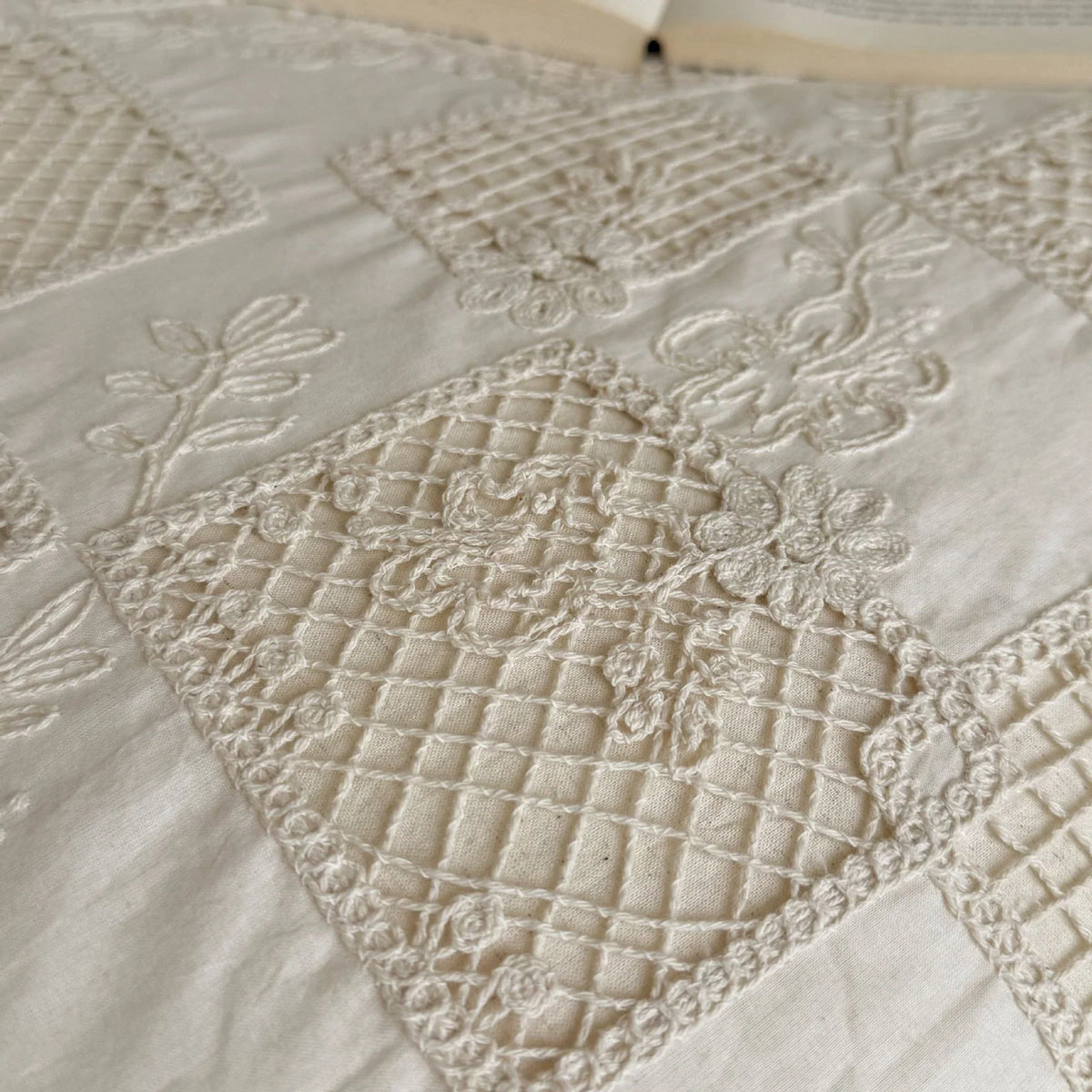 Bedding Set Quilted Ruffled Cotton With Bed Skirt