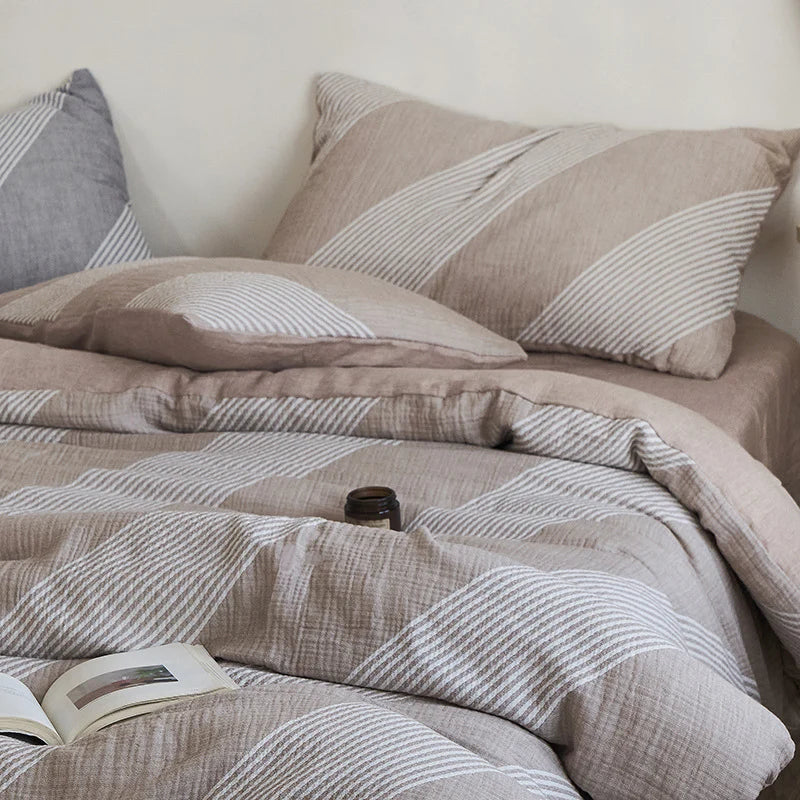 Bedding Set Reversible Cotton-Linen Breathable & Moisture-Regulating 4-Piece