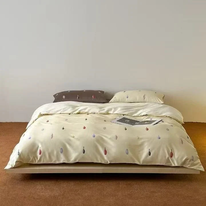 Bedding Set Reversible Cotton Satin 4-Piece