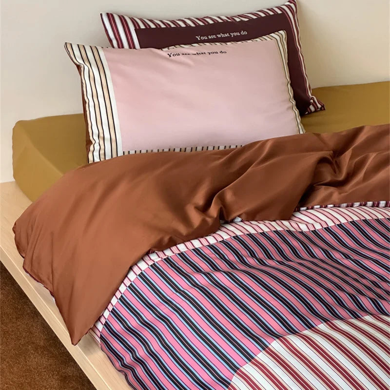 Bedding Set Reversible Cotton Satin 4-Piece