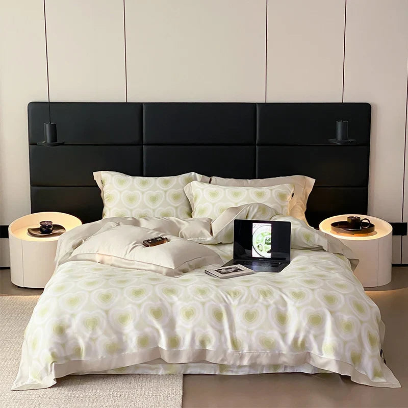 Bedding Set Reversible Rose Print Cotton Satin